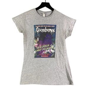 Goosebumps Juniors Camp Jellyjam Shirt Size Medium Gray Retro Graphic Tee Spooky
